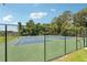 Two well-maintained tennis courts surrounded by mature trees, offering a private recreational space at 4369 Milford Pl, Hoschton, GA 30548