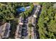 Aerial view of a community, showing a swimming pool, tennis courts, and beautiful tree coverage at 5990 Eagle Tiff Ln, Sugar Hill, GA 30518