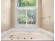 Bathroom featuring a corner soaking tub and a large window with plantation shutters at 226 Euharlee Five Forks Rd, Kingston, GA 30145