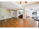 Spacious living room featuring wood-look floors and a separate work out area at 325 Stonecastle Sw Pass, Atlanta, GA 30331