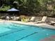 Inviting community pool with lounge chairs, patio table, and lush greenery for a relaxing experience at 1201 River Green Nw Dr, Atlanta, GA 30327