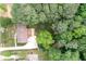 Aerial view of home with large lot, mature trees and expansive back yard at 655 Stone Harbor Sw Pkwy, Marietta, GA 30060