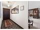 Inviting foyer featuring unique flooring, a view into the adjacent dining area and convenient access to the living spaces at 655 Stone Harbor Sw Pkwy, Marietta, GA 30060
