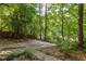 Long driveway leading to a private home, surrounded by mature trees and natural foliage at 4672 Satellite Blvd, Duluth, GA 30096