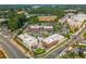 Aerial view of commercial buildings with ample parking and surrounded by lush greenery at 100 Villa Magnolia Ln, Alpharetta, GA 30009