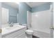 Full bathroom with modern fixtures, vanity, and shower-tub combo at 110 Holly Mill Village Dr, Canton, GA 30114