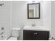 Bathroom with sleek fixtures, a dark vanity and a tub and shower combination at 3282 Leslie Court Northeast Ne Ct, Atlanta, GA 30345