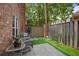 Cozy brick patio with green turf and seating area at 5 Palace Green Place Nw, Atlanta, GA 30318