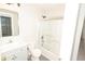 Bathroom featuring a shower over bath, toilet, modern vanity and gold hardware at 2504 Hannah Haven Dr, Conyers, GA 30012