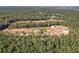 New homes sit on large lots surrounded by a mature forest in this drone shot of a beautiful new neighborhood at 6096 Marigold Way, Atlanta, GA 30349
