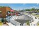 Outdoor event space with tiered seating, stage, flags and venue at 55 Forest Rd, Stockbridge, GA 30281
