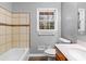 Neutral toned bathroom featuring a tub and shower combination at 9491 Hidden Branch Dr, Jonesboro, GA 30236