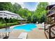 This backyard features a pool and outdoor furniture at 1811 Ascot Nw Cv, Acworth, GA 30102