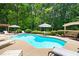 Beautifully landscaped backyard with a refreshing pool, shaded seating areas, and lush greenery for ultimate relaxation at 1811 Ascot Nw Cv, Acworth, GA 30102
