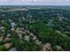 Aerial view of a lush neighborhood featuring mature trees, a serene lake, and well-maintained tennis courts at 755 Creek Wind Ct, Johns Creek, GA 30097