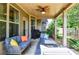 Inviting covered patio with ceiling fan, comfortable seating, and a gas grill perfect for outdoor entertaining at 2436 Loughridge Dr, Buford, GA 30519
