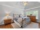 Serene main bedroom with a comfortable bed, ceiling fan, and natural light from the windows at 161 Forestview Dr, Suwanee, GA 30024