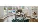 Stylish home office with large windows overlooking backyard, desk with monitors, and hardwood floors at 3845 Overlake Dr, Cumming, GA 30041