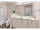 Bright bathroom with double sink vanity, large mirror, and walk-in shower at 3275 Lenox Ne Rd # 413, Atlanta, GA 30324