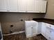 Laundry room features a utility sink and white cabinets at 2550 Lynshire Ln, Snellville, GA 30078