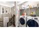 Well-equipped laundry room with modern washer and dryer, shelving, and additional storage at 506 Broadview Ne Pl, Atlanta, GA 30324
