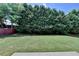 Spacious backyard features a large green lawn and privacy trees at 5485 Sandstone Ct, Cumming, GA 30040