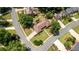 An aerial perspective shows a beautifully landscaped property surrounded by mature trees and green lawns at 4063 Penhurst Dr, Marietta, GA 30062