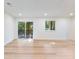 Open living area filled with light featuring new hardwood floors and access to an outdoor deck at 4059 Big Valley Trl, Stone Mountain, GA 30083