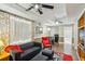 Finished basement with a retro Hollywood theme, wood floors and a sitting area at 120 Timbervalley Ln, Lawrenceville, GA 30043