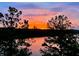 Gorgeous view of a colorful sunrise over the lake, seen through the trees at 7560 Island Mill Rd, Acworth, GA 30102