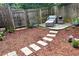 Relaxing fenced backyard with stone pavers and comfortable seating at 1982 Brightleaf Way, Marietta, GA 30060