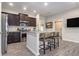 Modern kitchen with granite countertops, stainless appliances, dark cabinets and a breakfast bar with seating at 111 Point View Dr, Canton, GA 30114