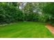 Lush green backyard space with a natural border and privacy fence at 3375 Rivendell Ct, Roswell, GA 30075