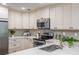 A well-lit kitchen featuring white cabinets, stainless steel appliances, and quartz countertops at 3375 Rivendell Ct, Roswell, GA 30075