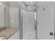 Bathroom features a step in shower with clear glass doors at 70 Maplewood Ln, Acworth, GA 30101