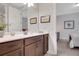 Bathroom vanity with dark wood cabinets and a white countertop at 174 Vandiver Ct, Acworth, GA 30101