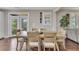 Open dining room with hardwood floors and a view to the screened in porch at 521 Andes Ln, Canton, GA 30114