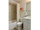 Bathroom featuring a shower-tub combo with a white shower curtain and vanity at 1452 Ridgebend Se Way, Mableton, GA 30126