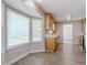 Bright kitchen features a large window for natural light and ample cabinet space at 45 Kelsey Way, Palmetto, GA 30268