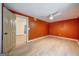 Bedroom featuring neutral toned floor, ceiling fan, and modern paint at 1024 Regis Rd, Atlanta, GA 30315