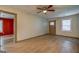 Bright living room featuring contemporary flooring and a freshly painted accent wall off the entry at 1024 Regis Rd, Atlanta, GA 30315