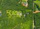 A captivating aerial view showcases a verdant landscape with varied buildings, mature trees, and a neighboring road at 220 Gamble Dr, Carrollton, GA 30116