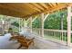 Covered back porch with wooden railings and outdoor furniture, perfect for relaxing outdoors at 290 Edwardton Ct, Roswell, GA 30076