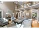 Spacious living room with high ceilings, hardwood floors, and comfortable seating arrangement at 290 Edwardton Ct, Roswell, GA 30076