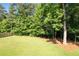 Private back yard with level ground, surrounded by lush greenery at 2880 Brett Nw Cir, Acworth, GA 30101