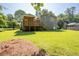 Back of house shows expansive backyard with mature trees and covered deck at 2880 Brett Nw Cir, Acworth, GA 30101