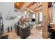 Modern kitchen with stainless steel appliances and black granite island that opens to the living area at 650 Glen Iris Ne Dr # 26, Atlanta, GA 30308