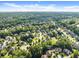A scenic aerial view showcases a neighborhood with mature trees and well-maintained homes in a tranquil setting at 2539 Sagebrush Trl, Buford, GA 30519