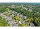 Panoramic aerial view showcasing the community's homes, pool, green spaces, and surrounding wooded areas at 5228 Stone Village Circle Northwest #14 Nw Cir # 14, Kennesaw, GA 30152