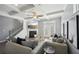 Stylish living room with hardwood floors, a fireplace, comfortable seating, and coffered ceilings for an inviting atmosphere at 5534 Radford Loop, Fairburn, GA 30213